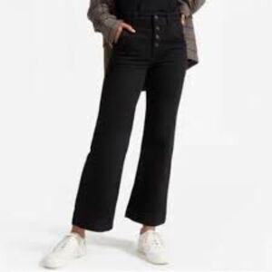Everlane "The Wide Leg Jean" Ankle Black Button Fly High Rise Size 28 NWT